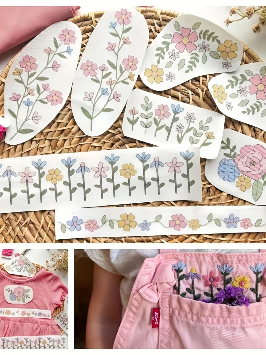 Printed Embroidery Kit - 1 set van 8 stuks kleurrijke