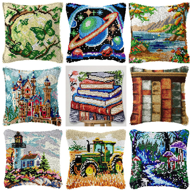 Printed Embroidery Kit - Landschapsboeken Klinkhaak Kit Matten Kussen Kussen