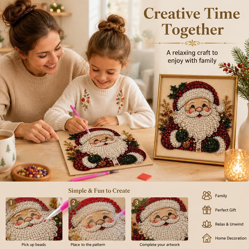 Embroidery Frame - Kerstmis Kerstman Parel Kunst DIY Kit