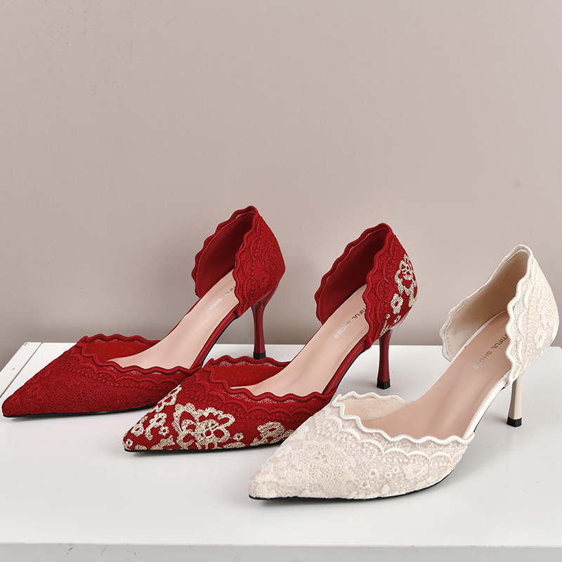 Embroidery Red - Luxe Rood Wit Kant Borduren Hoge