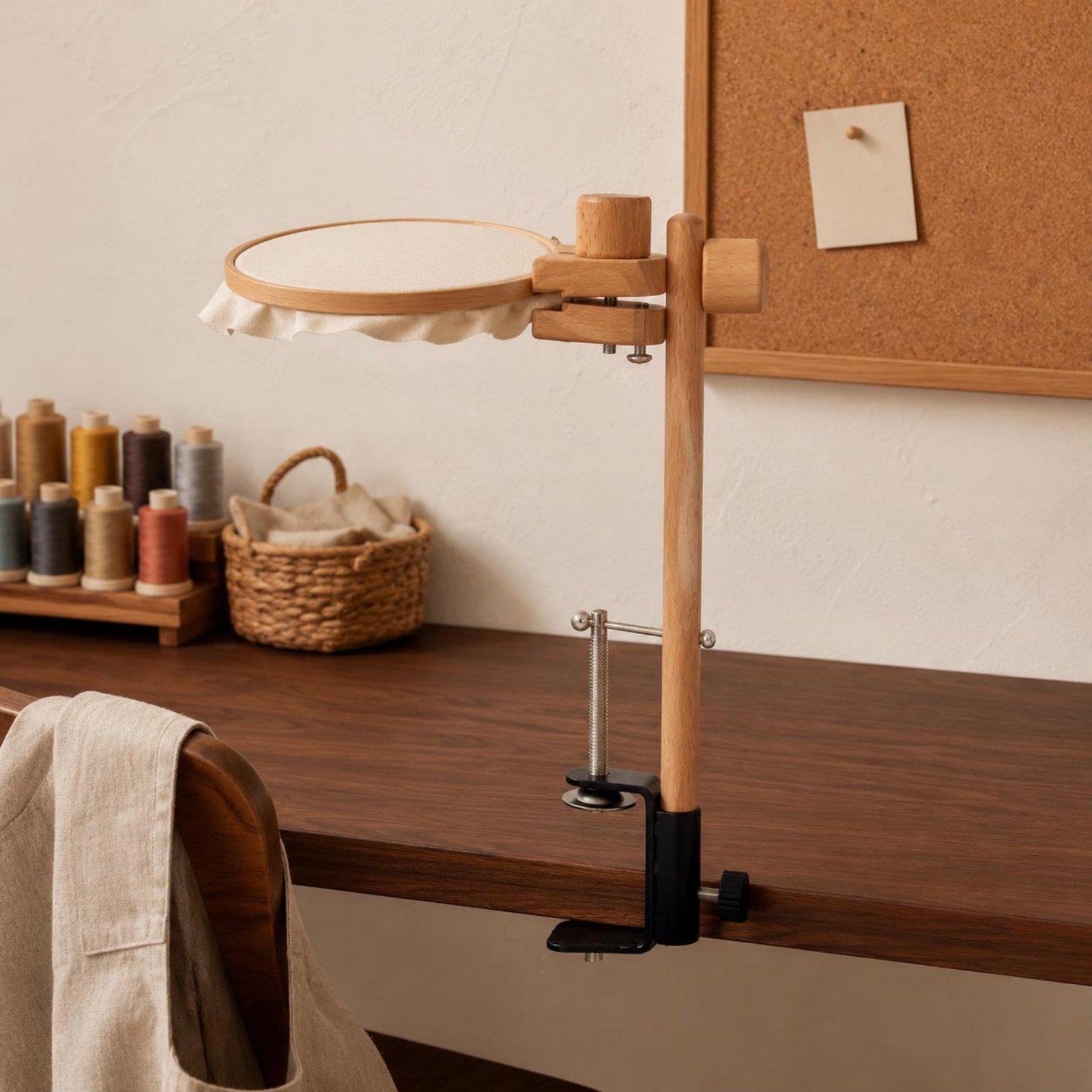 Embroidery Frame - Beukenhouten tafelklem borduurraam bureau-hoepelhouder voor knutselborduurset