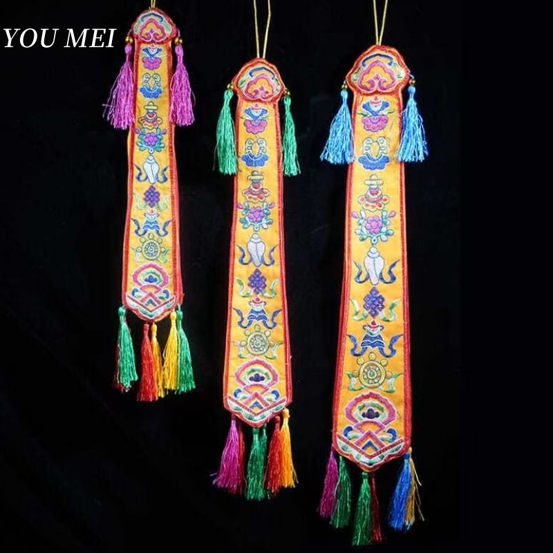 Embroidery Handicraft - Nepal Handgemaakte Acht Gunstige Vlaggen, Tibetaans