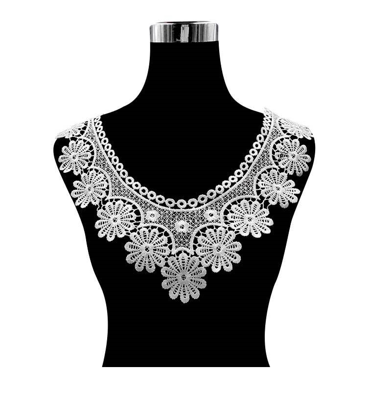 Embroidery Web - Wateroplosbare kanten kraag met bloemenborduursel, nepkraag,