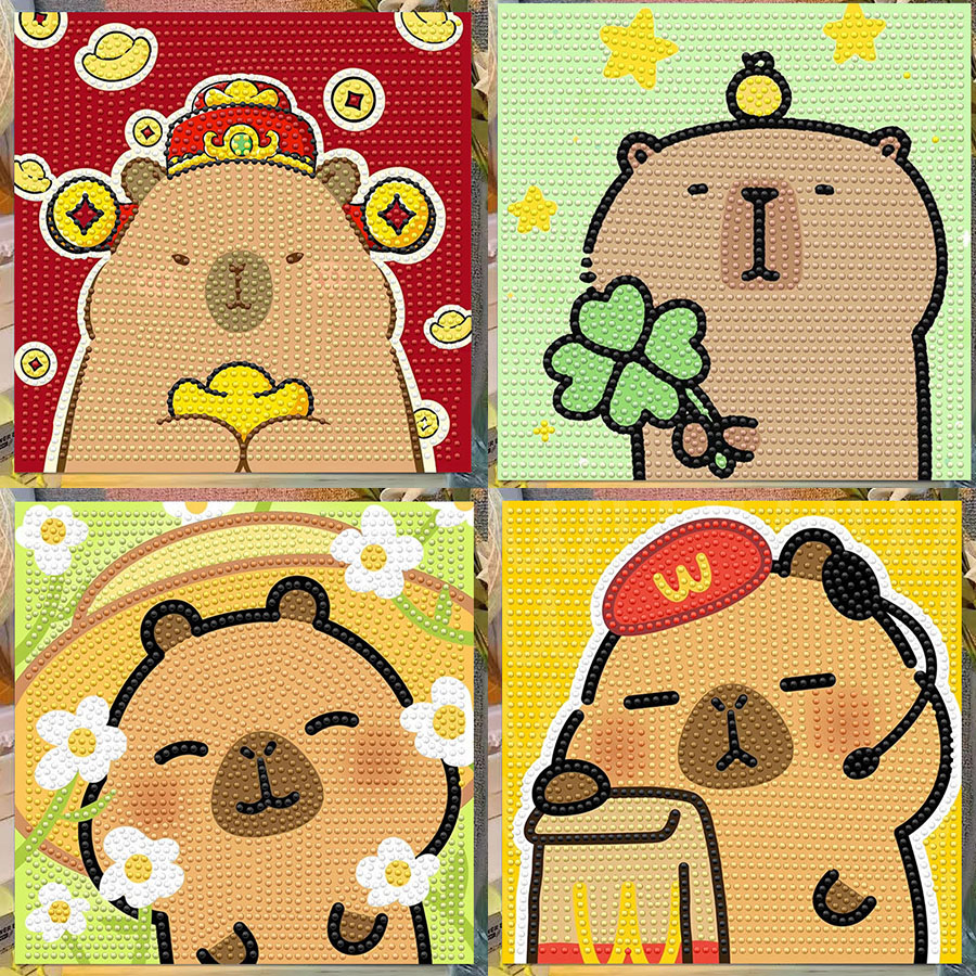 Embroidery Frame - Cartoon Capibala Crystal Diamond decoratief schilderij