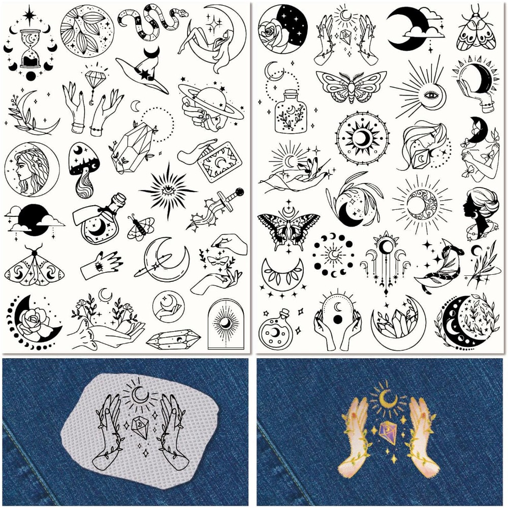 Embroidery Web - 51 Stuks Boho Maan Zon Wateroplosbare