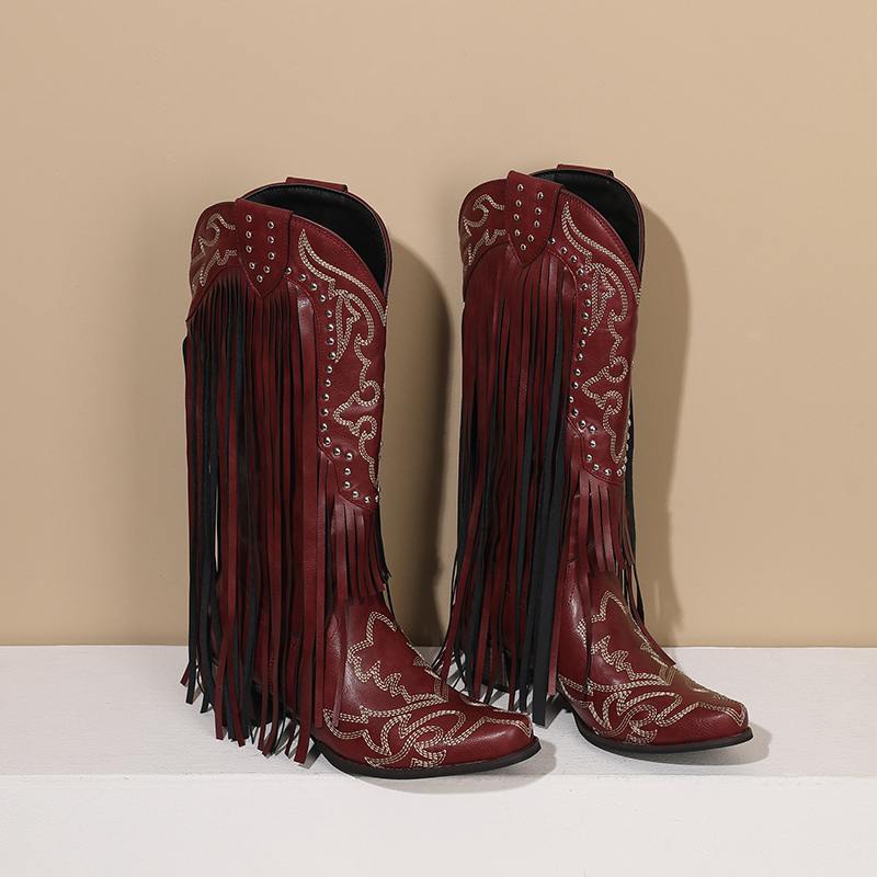 Western Cowboy Mid-Calf Laarze - Embroidery Red recensie en prijs