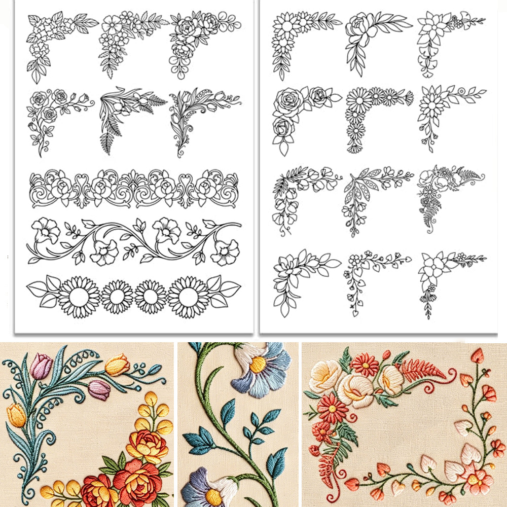 Voorgedrukt groot bloemenrand- - Embroidery Web recensie en prijs
